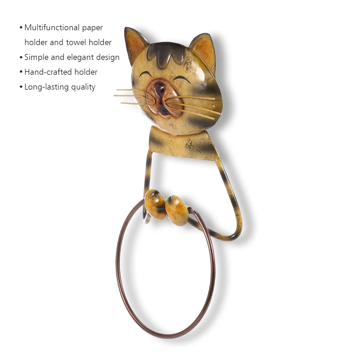 

TOOLARTS Bathroom Cat Towel Ring Holder Heavy Duty Iron Kitchen Storage Hanger Towel Holder Lovely Animal Bathroom Accessories