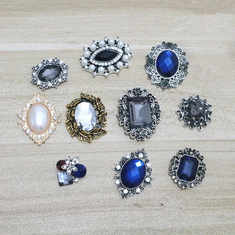 10 шт./лот стилей ручная работа сплав кнопки для украшения волос декоративные