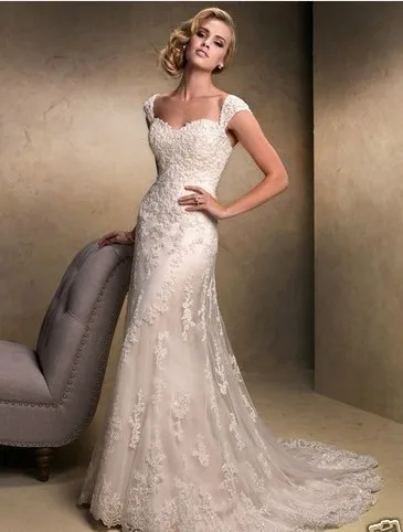 Cocktail Length Wedding Dresses Yellow Cap Sleeve Dress Guest Of Summer Mermaid Floor-Length Sweep/Brush Train Appl 2015 On Sale | Свадьбы и