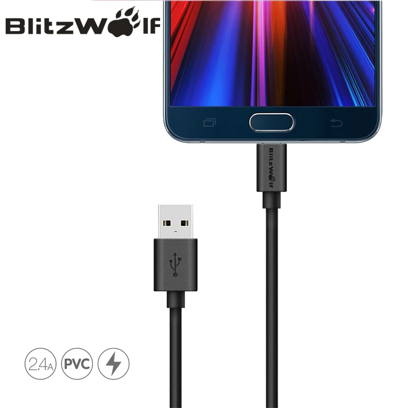 BlitzWolf 2.4A кабель Micro USB для передачи данных кабель USB для быстрой зарядки для Samsung для Android сматфона Xiaomi
