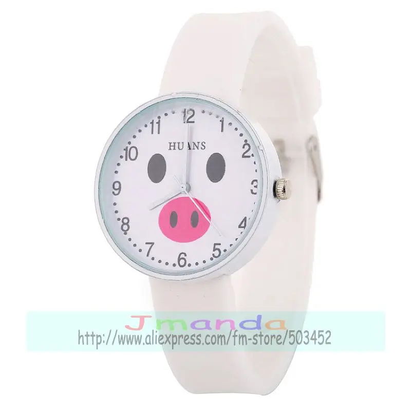 100 шт./лот модные милые силиконовые часы с изображением свиньи носа детские