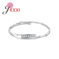 new fashion 925 sterling silver wristband jewelry for women female chain bracelets rhinestones accessories