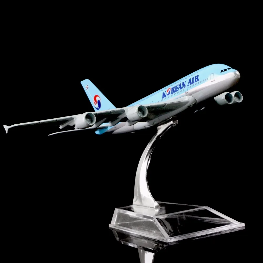 1:400 16 см корейские авиалинии A380 металлическая модель самолета офисное украшение