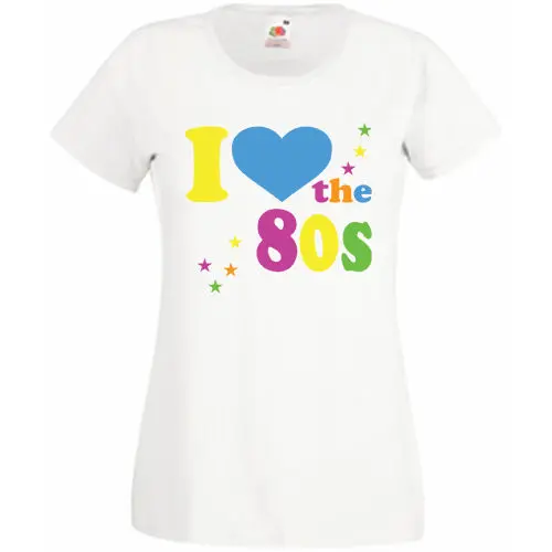 Ladyfit Женская I Love The 80's сексуальная ретро футболка с сердцем нарядное платье