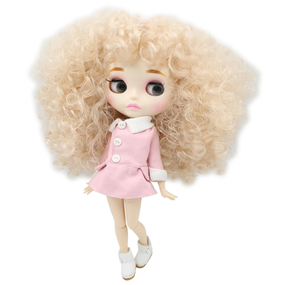 Кукла ICY DBS Blyth BL3139 блонд афро волосы резные губы матовое лицо с бровью сустав тело