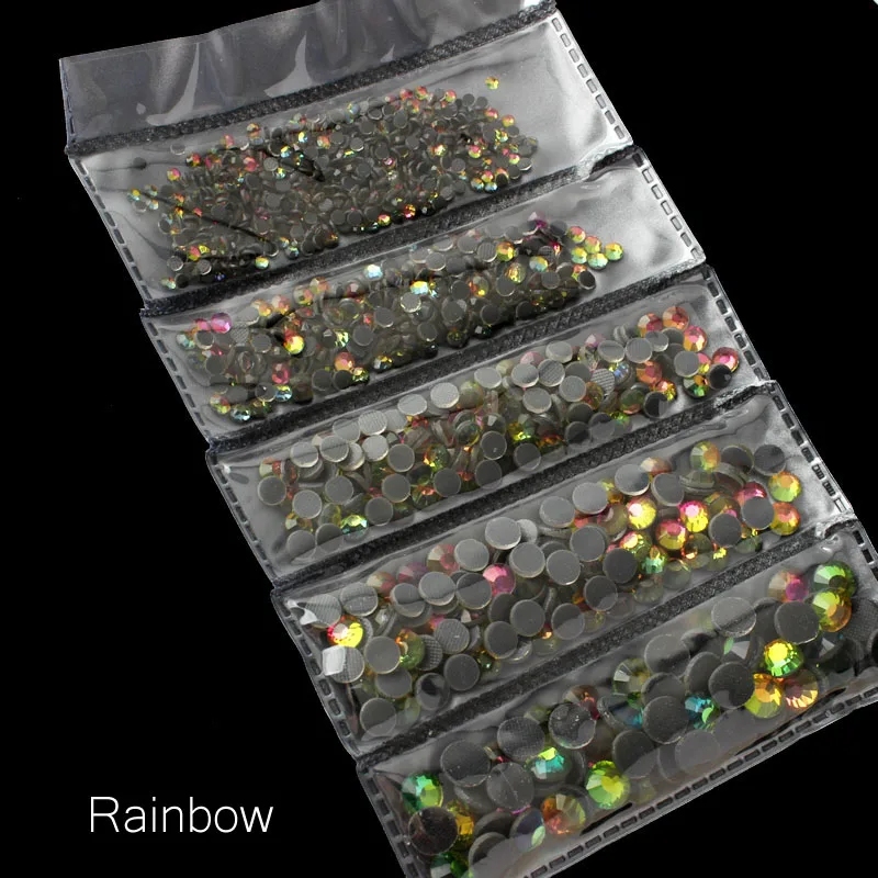 Rainbow Новая распродажа, разноцветные стразы для горячей фиксации 1200 шт, хрустальные декоративные камни для одежды, орнамент - Цвет: Rainbow