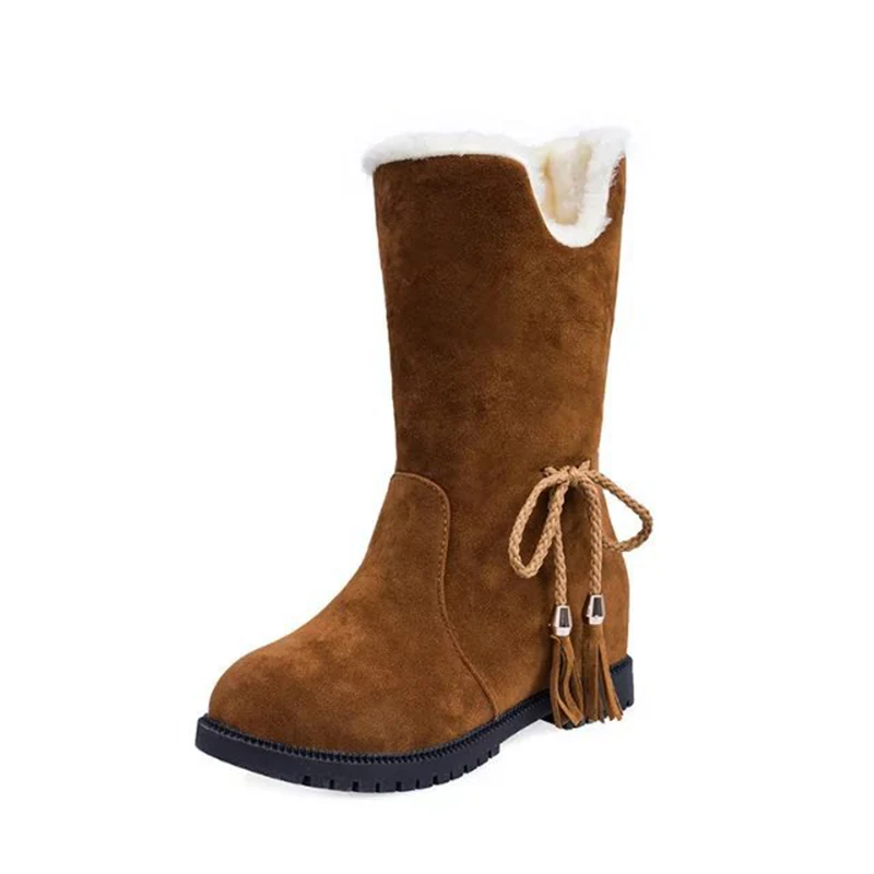 Новинка 2017 г. женские ботильоны круглый носок Зимние ботинки на плоской подошве