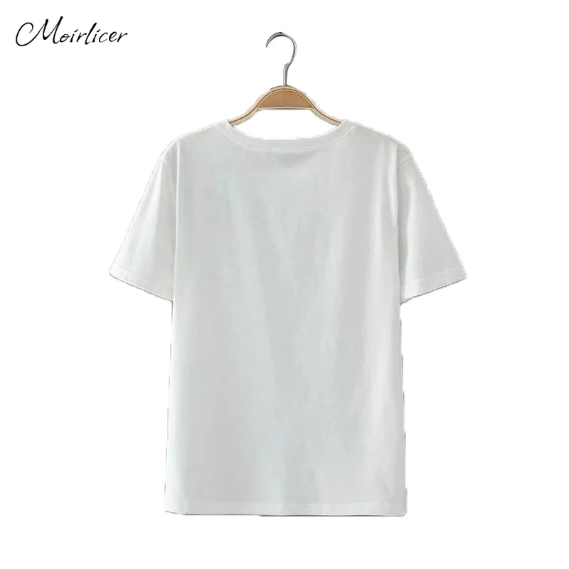 Moirlicer sweet flower embroidery T shirt short sleeve o-neck summer fashion tees ladies streetwear casual tops camiseta |