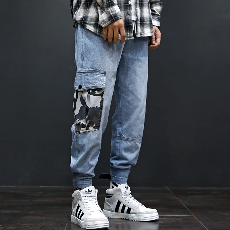 Новые модные мужские джинсы High Street Nine Points джинсовые широкие брюки с несколькими