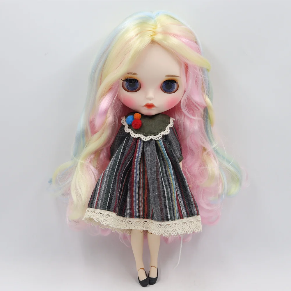 Ледяной телесного цвета Blyth кукольные нет. BL1017/136/288/6005 розовый смешанный волос матовая лицевая сторона и Ти кожи шарнирное тело