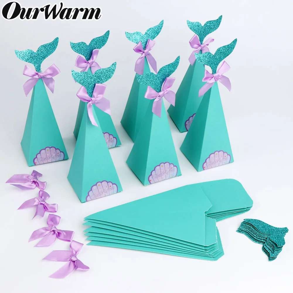 

OurWarm 100 шт Дети День рождения конфеты коробка Девушки Русалка День Рождения украшения Дети пользу конфеты коробки и подарочные сумки