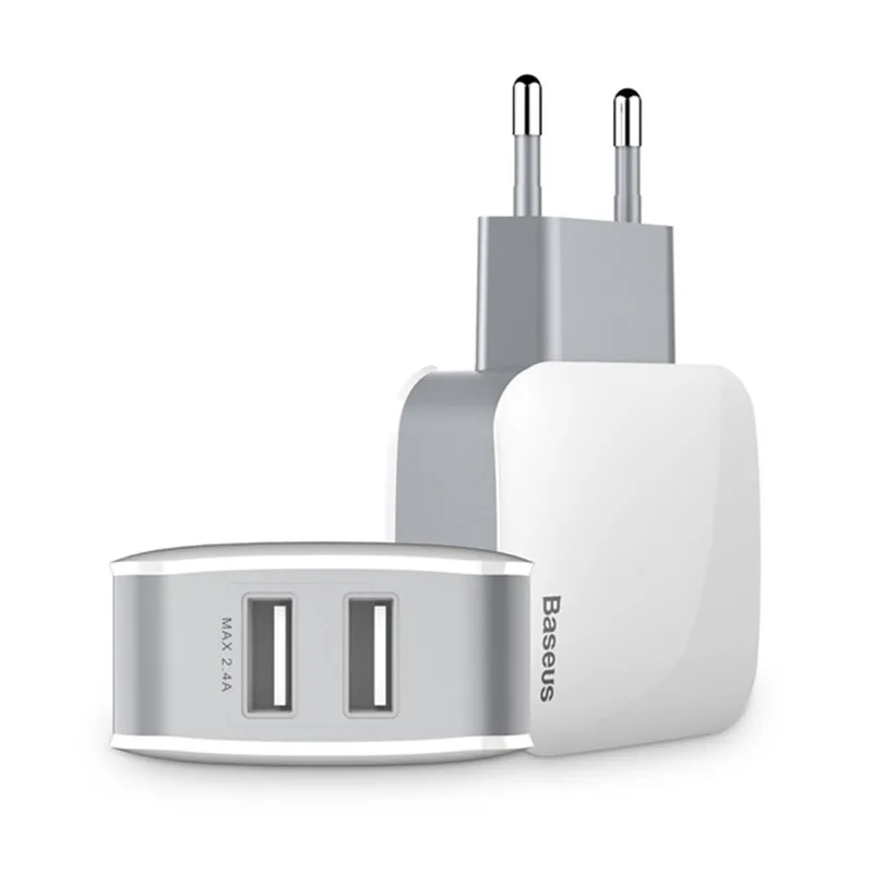 BASEUS оригинальный Dual USB Зарядное устройство 2.4a Быстрый путешествия адаптер ЕС