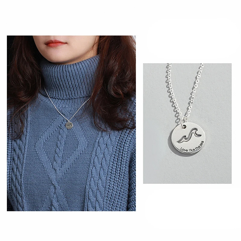 

SpringLight Real 925 Sterling Silver Handmade Design Round Pendant Fine Jewelry Solemn Pledge Of Love Necklace for Women Gift