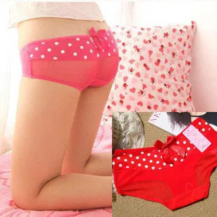 Sexy lace dot 100% cotton female panties panty chromophous |