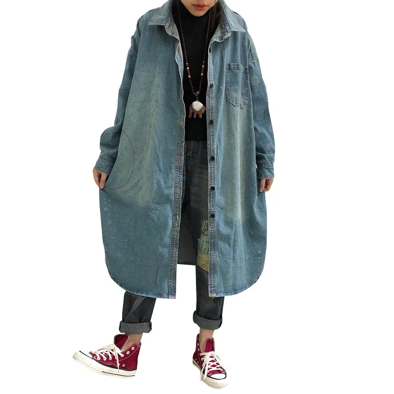 

2019 spring new loose gradient dot stars pattern long casual cardigan