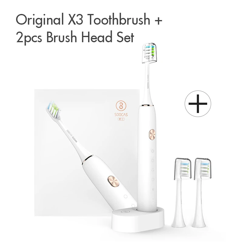 White Add Brush Head Xiaomi Mijia sonic электрическая зубная щетка Soocas X3 обновленная Водонепроницаемая ультра звуковая автоматическая зубная щетка Usb перезаряжаемая - Цвет: White Add Brush Head