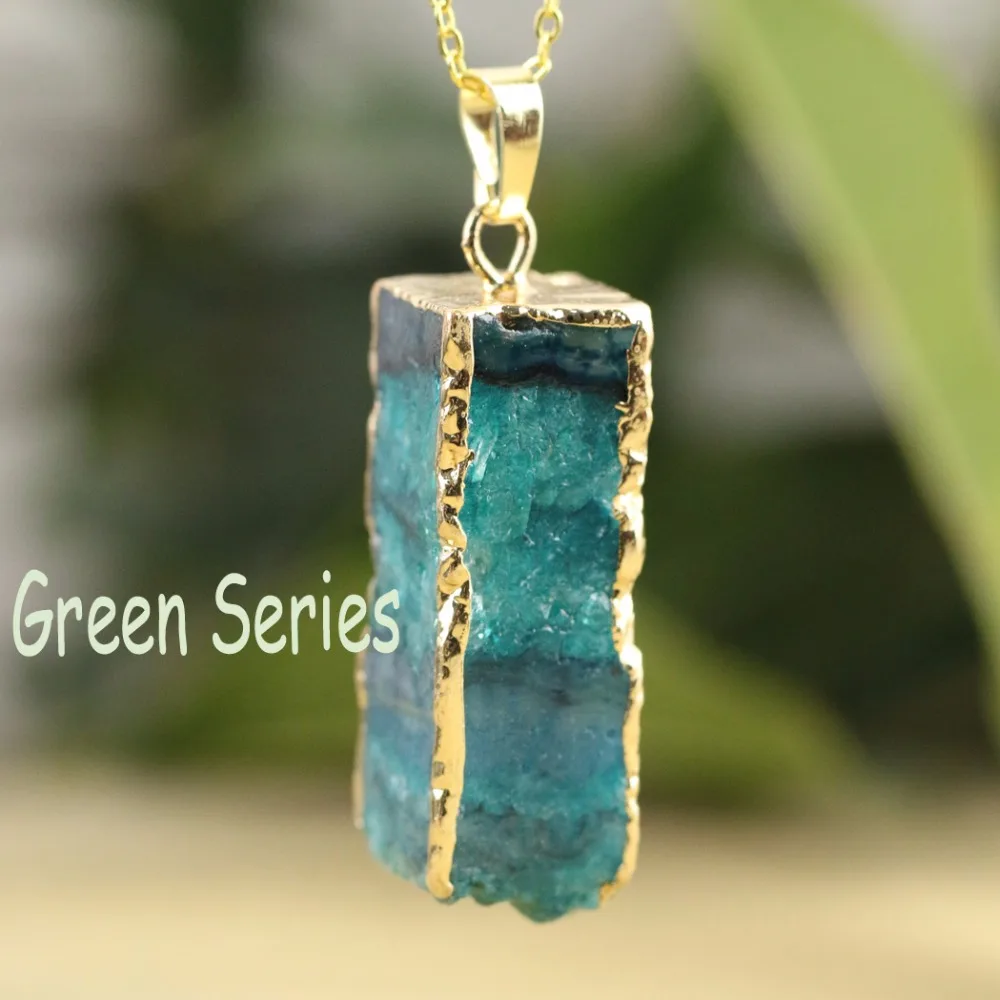 Geode кулон для женщин натуральный камень ювелирные изделия Drusy ожерелья с жеодами