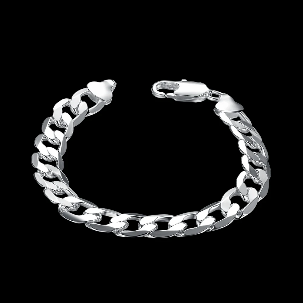 H262 Wholesale Fashion silver plated jewelry bracelet chain charm unisex lady gift classic hot curb | Украшения и аксессуары