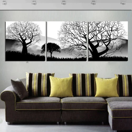 Современная Картина на холсте с принтами художественные пейзажи 3 панели Декор