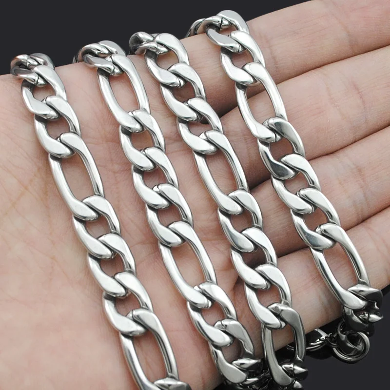 Цепь Фигаро мужская из нержавеющей стали 55 см 9 мм | Украшения и аксессуары