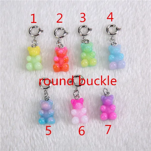 round buckle 20 шт 10*17 мм сверкающие сладкие жевательные мишки градиентные цветные плоские резиновые Кабошоны Подвески для головных уборов аксессуары - Цвет: round buckle