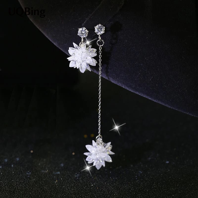 

Latest New Style Fashion 925 Silver Stud Earrings Flower Crystal Earrings Jewelry Pendientes Brincos Fashion Jewelry