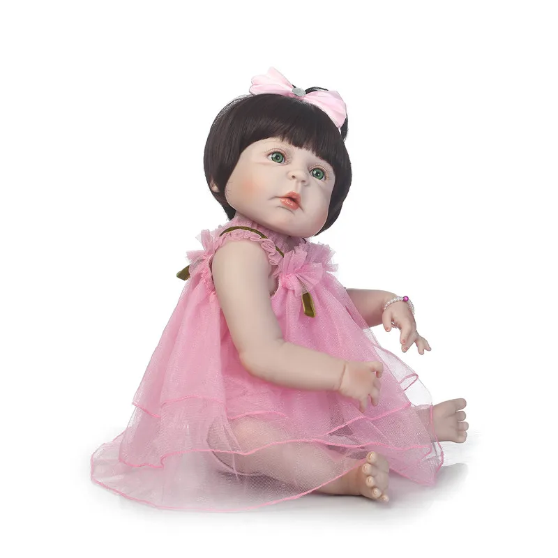 Кукла новорожденная силиконовая 55 см с красивыми белыми глазами|bebe reborn baby dolls|reborn