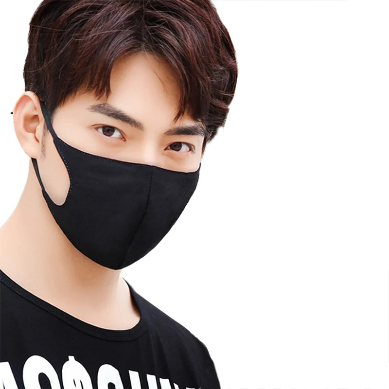 Male Black 1 шт., черная маска для рта Kpop, дышащая, для мужчин, женщин, хлопковая маска для лица, моющаяся, против пыльцы, аллергия, солнцезащитная, Пылезащитная, для рта - Цвет: Male Black