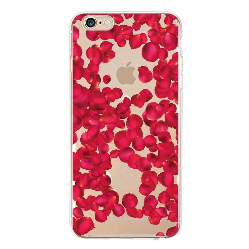 Мягкий прозрачный чехол из ТПУ с цветочным рисунком для iPhone 4/4S 5 5S 6 6plus 7 8plus x милый