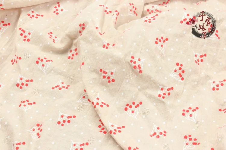 summer blue small red Fruit soft fabric Retro style Calico plain cotton for DIY cloth shirt Bag 1 order=1meter | Дом и сад