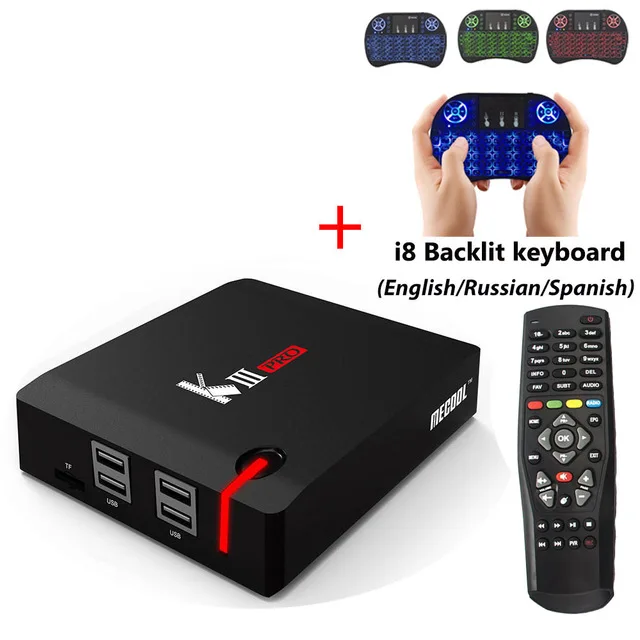 Add i8 Backlit MECOOL KIII PRO DVB-S2 декодер DVB-T2 Android 7,1 ТВ приставка 3 Гб 16 Гб Amlogic S912 Восьмиядерный K3 Pro 4K Combo NEWCAMD Гибридный ТВ приставка - Цвет: Add i8 Backlit