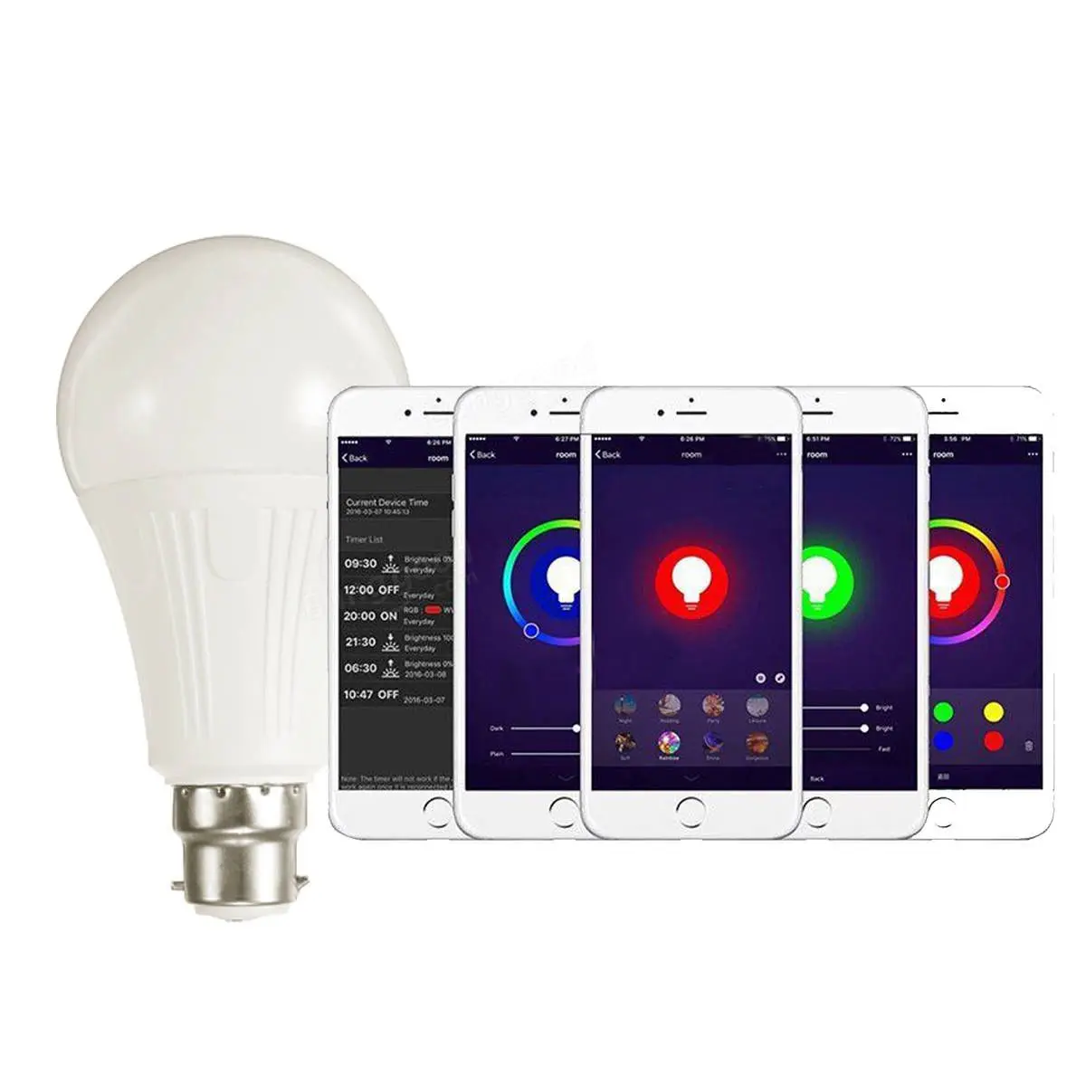 Самый дешевый B22 7W RGBW WiFi приложение управляемая умная Светодиодная лампа для эхо