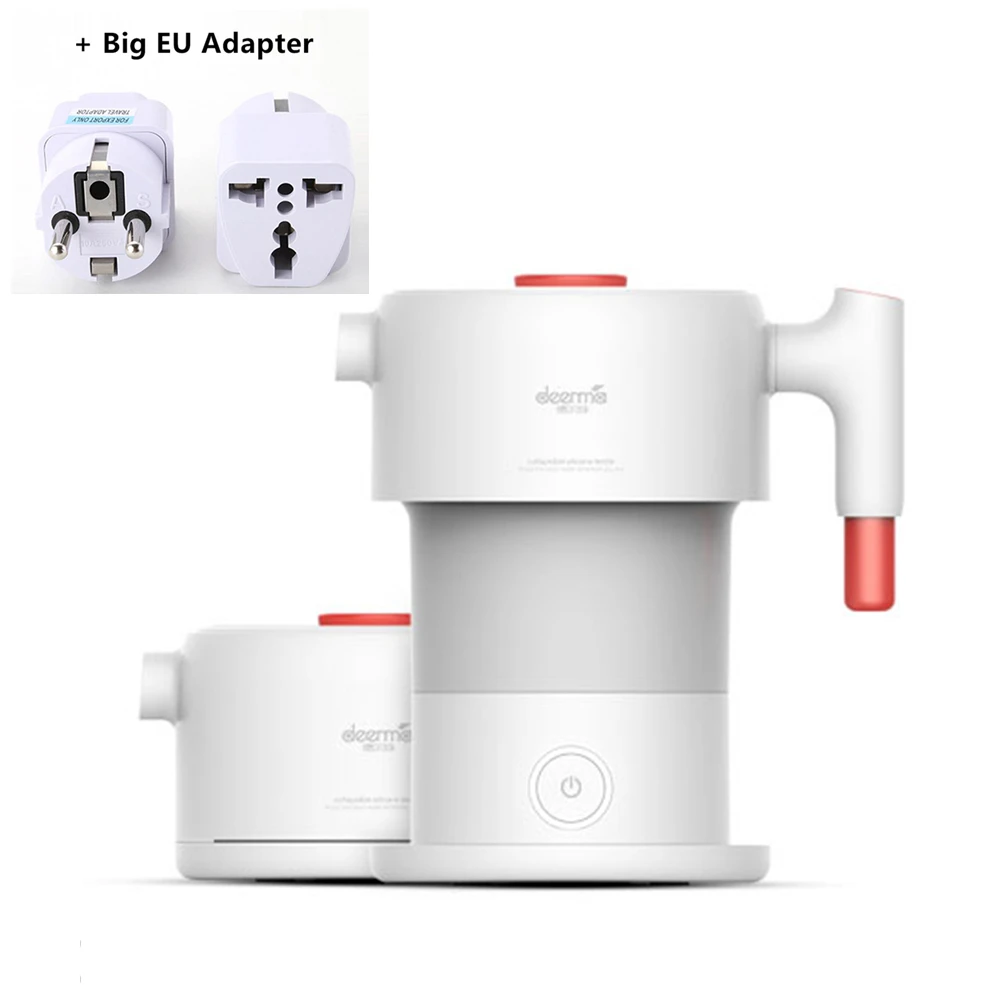 Add Big EU Adapter Mijia Deerma складной электрический чайник 600 мл портативный ручной мгновенный нагрев Электрический чайник для воды съемный провод для путешествий - Цвет: Add Big EU Adapter