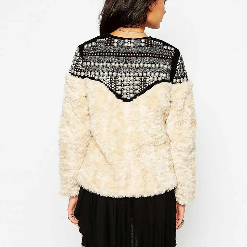 Богемный Вдохновленный Панк пальто из искусственного меха Женское с заклепками