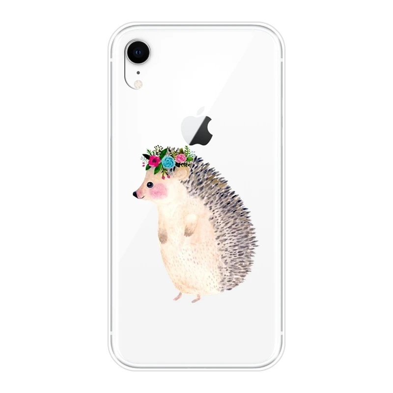 Силиконовый чехол для телефона iPhone X XR XS MAX 8 7 6 S Kawaii ежик сердце любовь милая