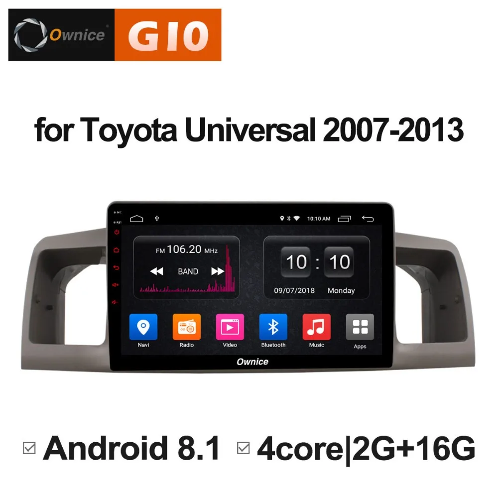 Автомобильный DVD-плеер HD 9 " Android 8 1 4 ядра 2 Гб ОЗУ + 16 ПЗУ для Toyota Universal 2007-2013 GPS Navi