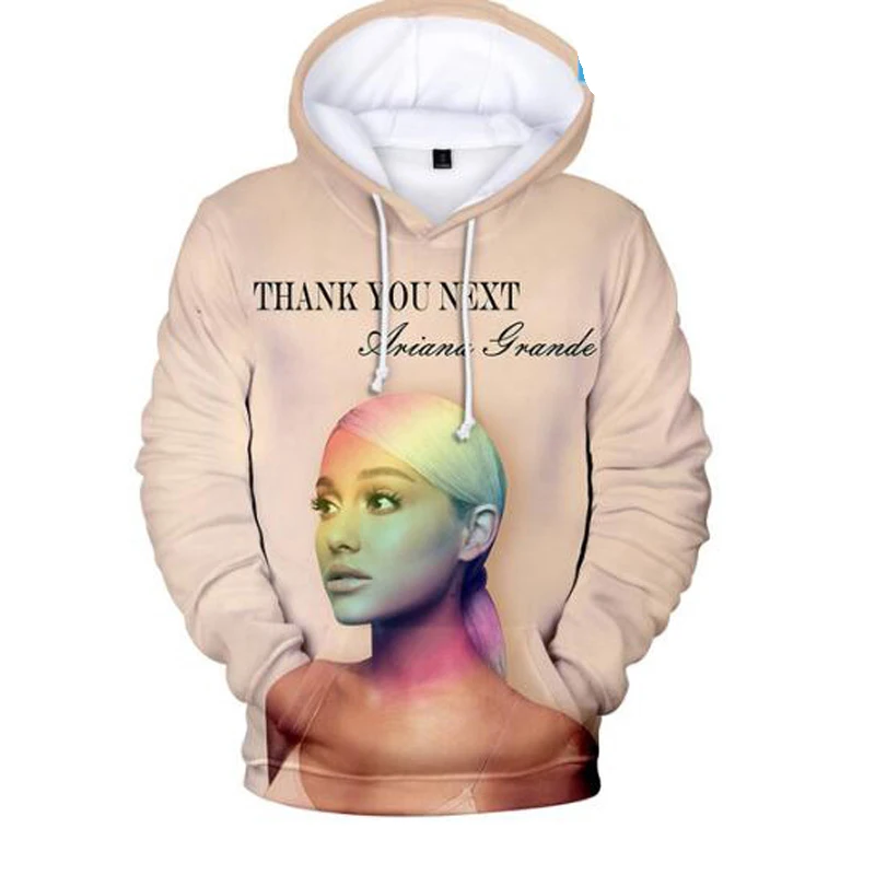 Женская толстовка с капюшоном Thank U Next длинным рукавом в стиле харадзюку худи 3D