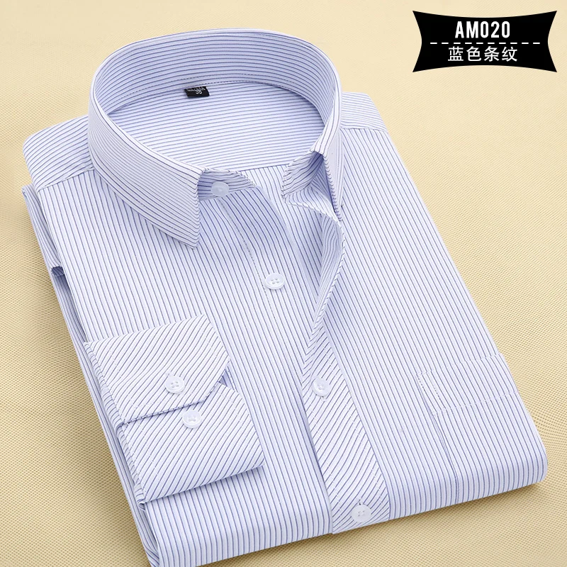 New Long Sleeve Shirt Men White Striped Twill Brand Clothing Casual Mens Dress Shirts Camisa Masculina Chemise Homme | Мужская одежда