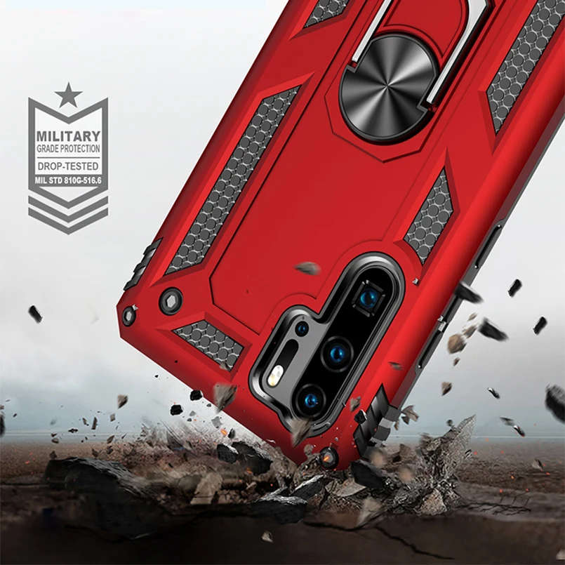 Кронштейн кольцо чехол для huawei P30 Lite PC + TPU противоударный Бампер Pro P Smart 2019 Coque Capa |