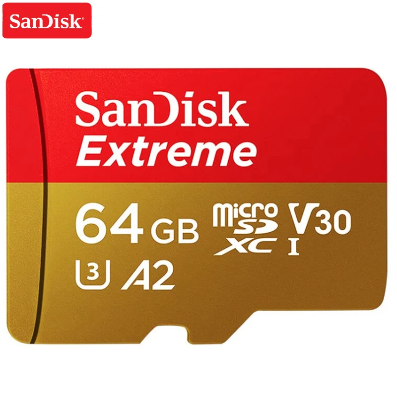 Карта памяти SanDisk Extreme Micro SD 128 ГБ 64 32 microSDHC/microSDXC U3 скорость чтения до 160 МБ/с./с UHD 3D 4K