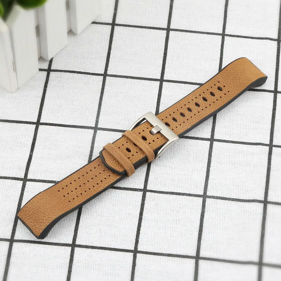 Для Fitbit Charge 2 HR сменные полосы Классический Браслет из натуральной кожи с металлическими разъемами Зарядка 2 фитнес-ремень черный