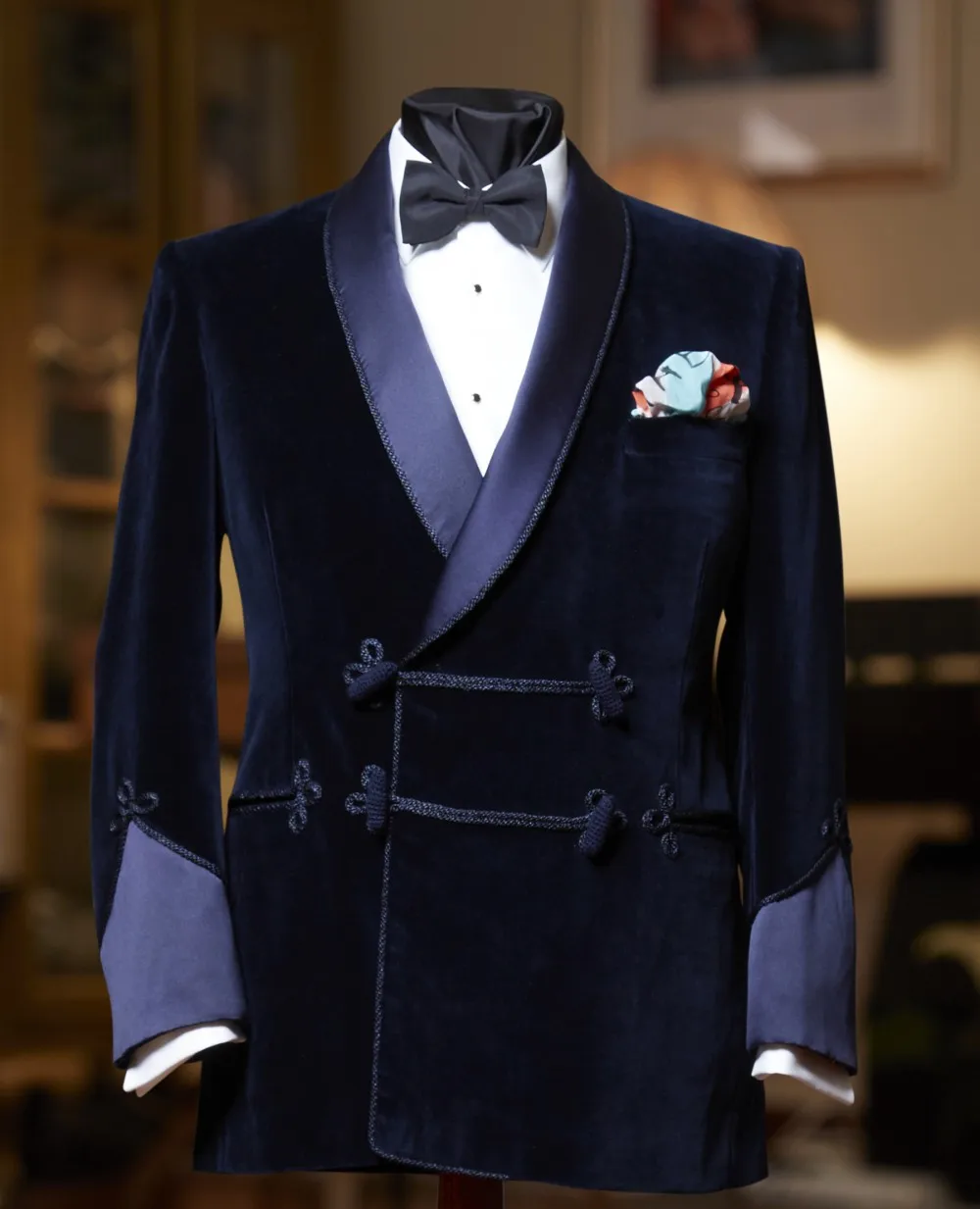 

ANNIEBRITNEY 2019 Navy Blue Men Suit Slim Fit Tuxedo Custom Blazer Groom Prom Wedding Suits ( Velvet Jacket+ Black Cotton Pants)
