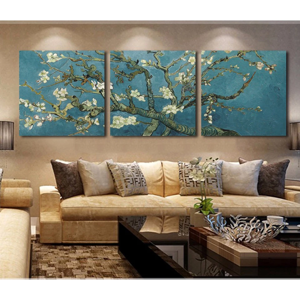 

Retro Modern Painting Home Decor Wall Art 3 Classical Canvas Painting Home Bedroom Blue Flower Tree Poster Decoration