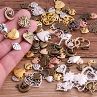 20pcslot vintage metal 6 color mixed hearts charms retro love pendant for jewelry making diy handmade jewelry