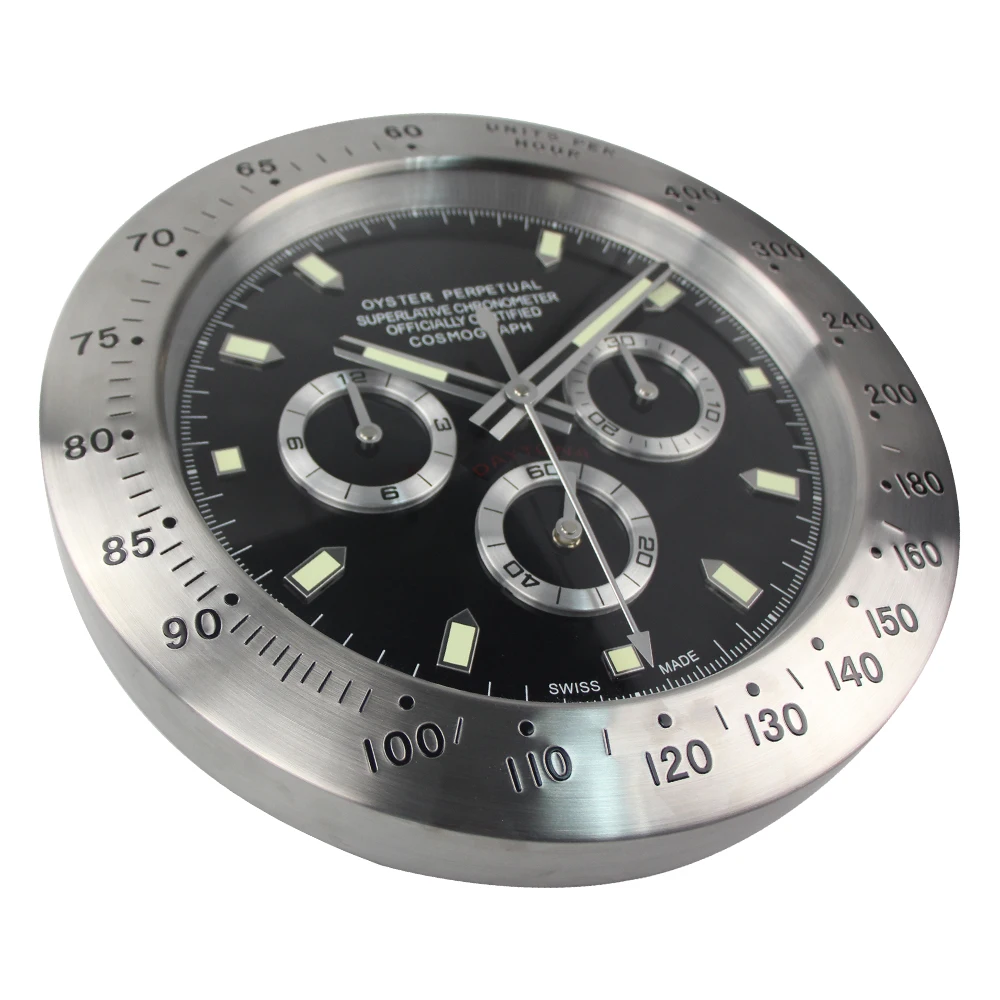 Женские серебристые металлические настенные часы с черным циферблатом наручные