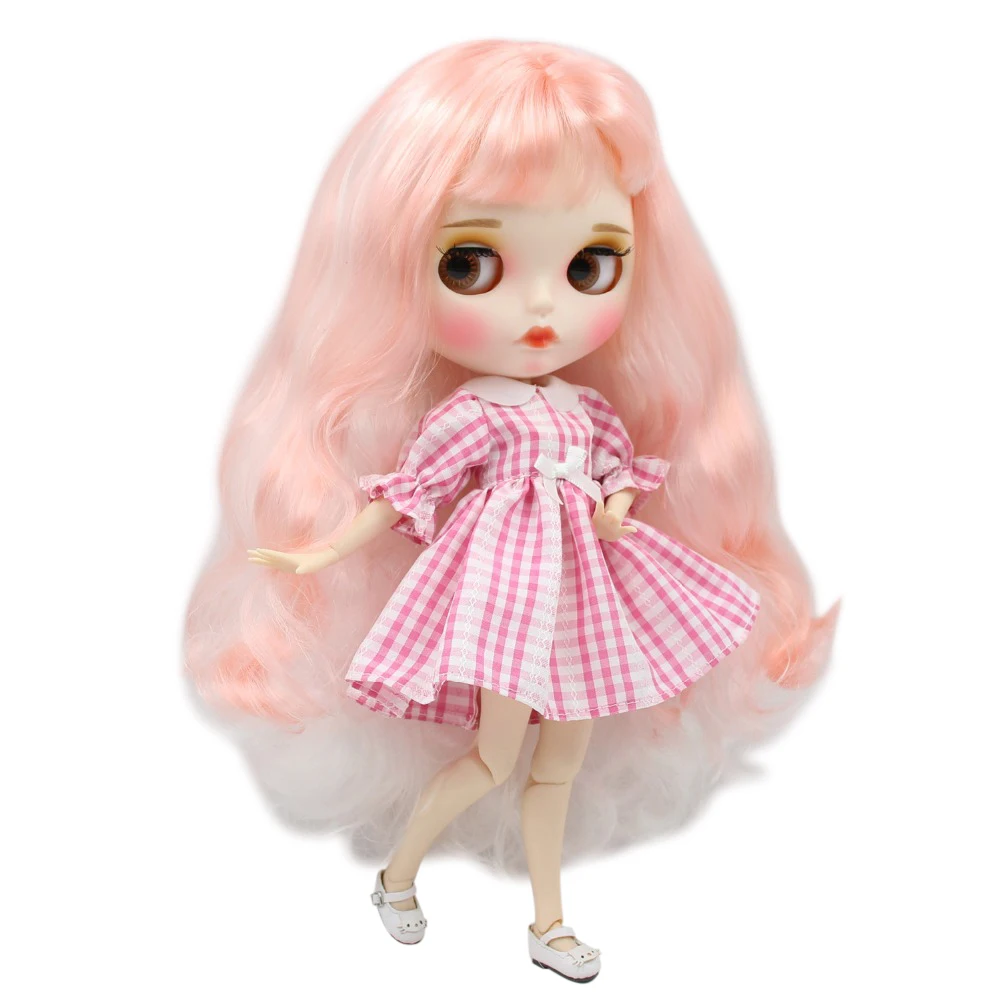 Ледяная кукла DBS Blyth 1/6 bjd белая кожа для суставов тела розовые белые волосы