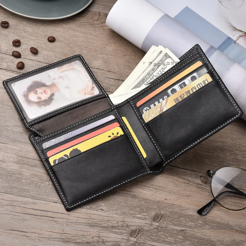 Кошелек мужской кожаный с RFID защитой из углеродного волокна и натуральной