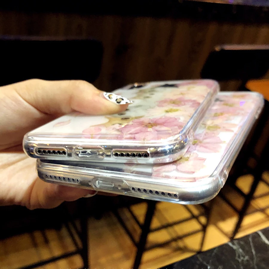 DIY Dried Real Flower Cat Clear Cover Phone Case For iPhone 8 6 6S Plus 7 Coque XR XS MAX X Etui Luxury Original |