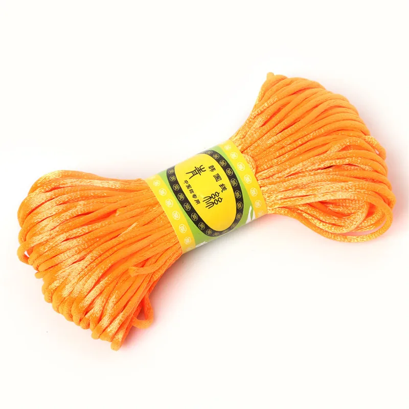 Orange Сатиновая шелковая проволока для макраме, нейлоновая оплетка Шамбала, сделай сам, китайский узел, браслеты, ожерелье, ювелирные аксессуары, 2,5 мм, 20 м - Цвет: Orange