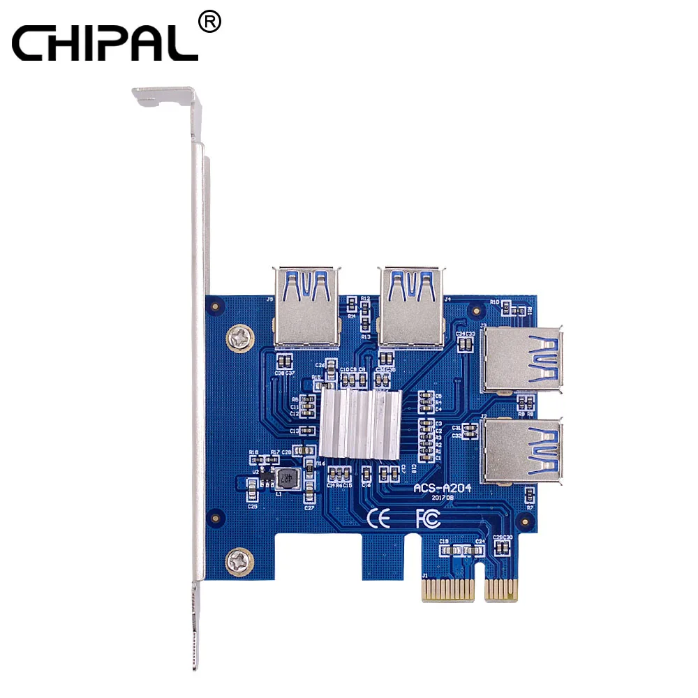 CHIPAL 2018 Горячая PCIE PCI E Express Riser Card 1x до 16x1 4 USB 3 0 слот множитель концентратор адаптер